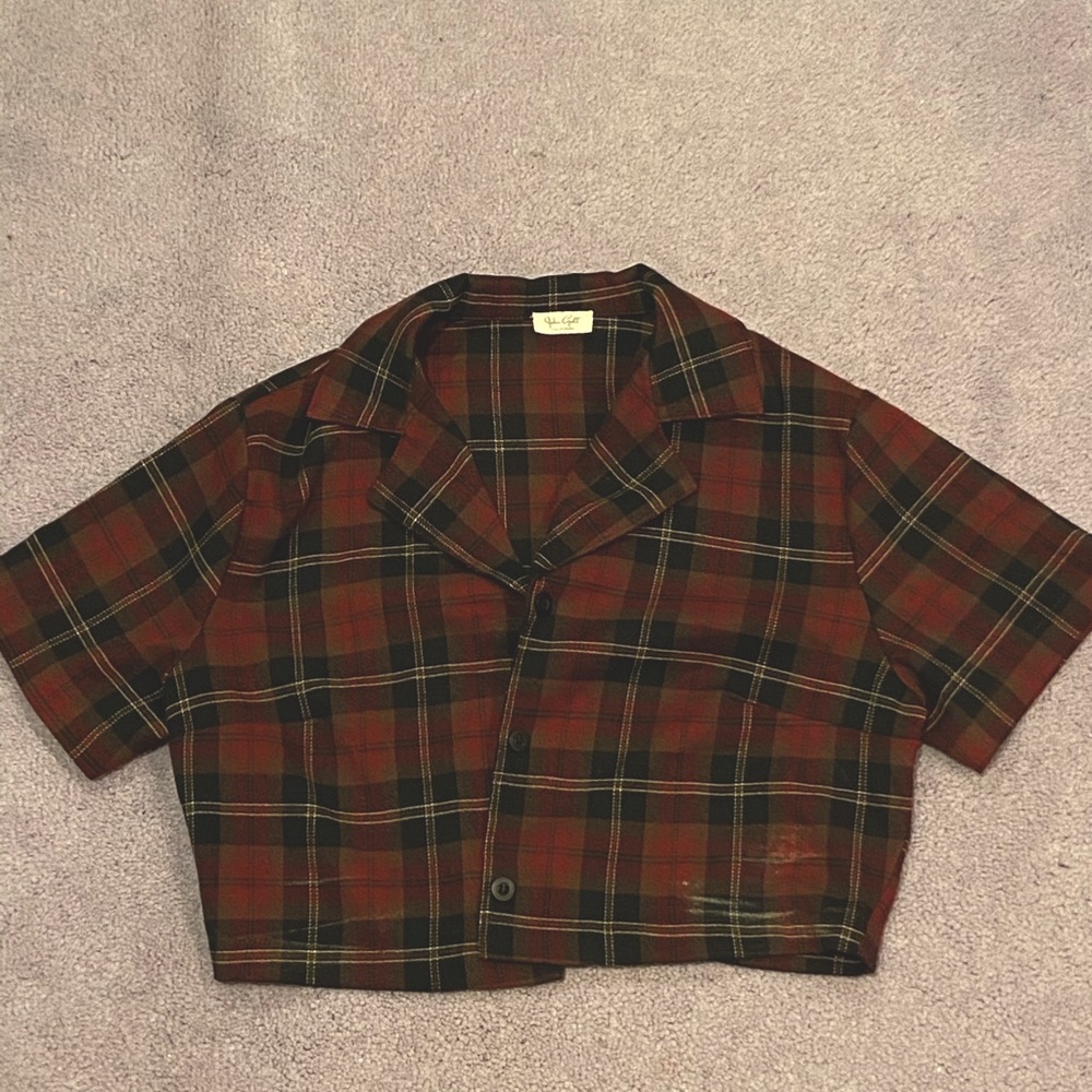 brandy melville cropped plaid top